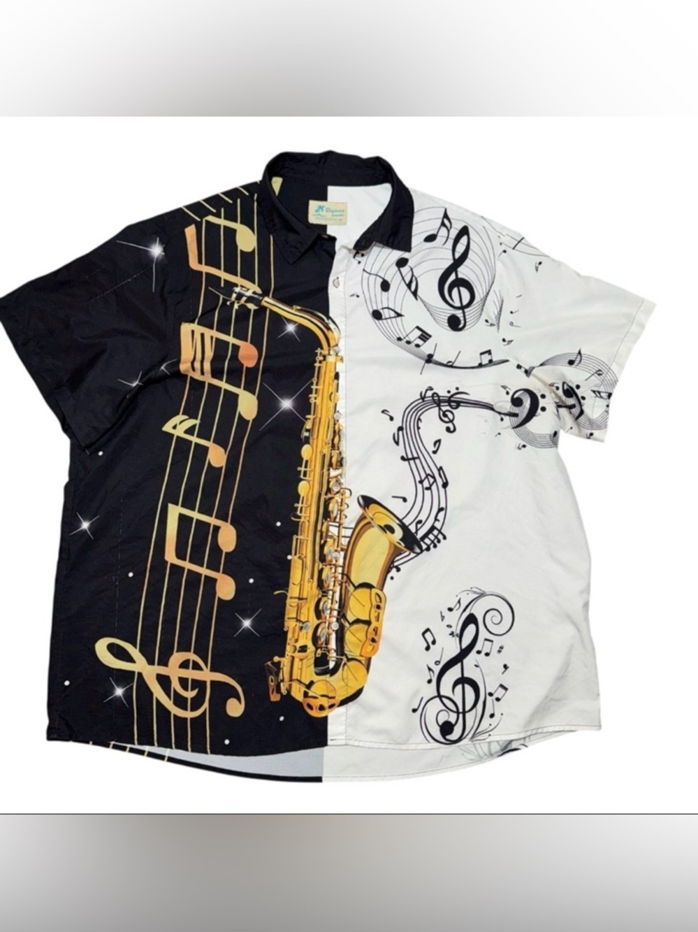RoyAura Hawaiian Saxophone Music Shirt 4XL Button Up Jazz